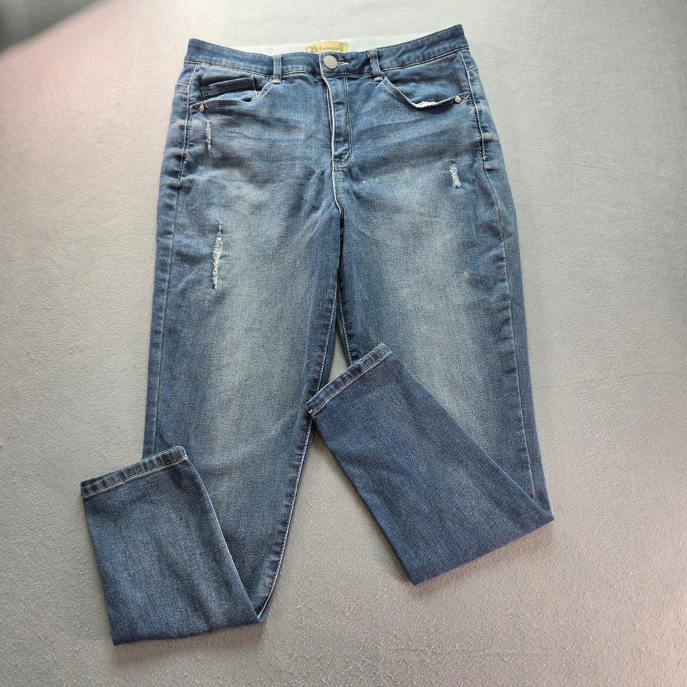 Democracy Absolution Skinny Jeans Womens 12 Medium Wash Distressed Stretch